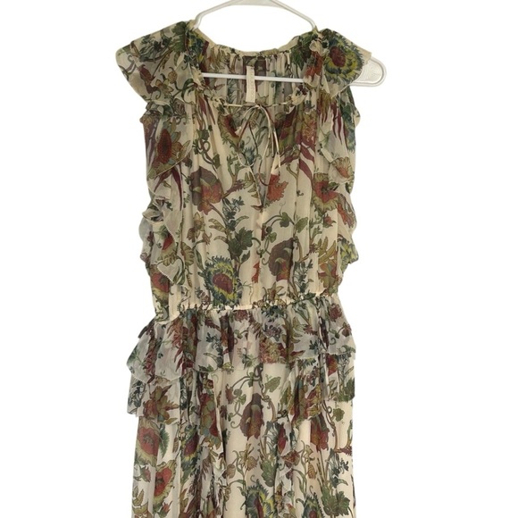 Ulla Johnson Adrienne Silk Ruffle Dress Cream Floral Size 4 Wedding Formal - Picture 8 of 16